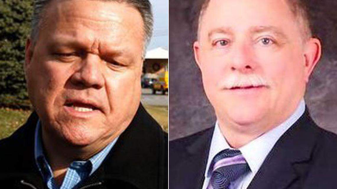 Fayette County incumbent coroner Gary Ginn, left, and Republican candidate for coroner Larry Owens