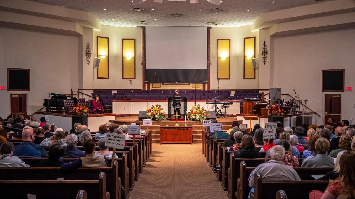 Microtransit is discussed during a Building a United Interfaith Lexington through Direct-Action meeting at Consolidated Baptist Church in Lexington, Ky., on Monday, Nov. 13, 2023.