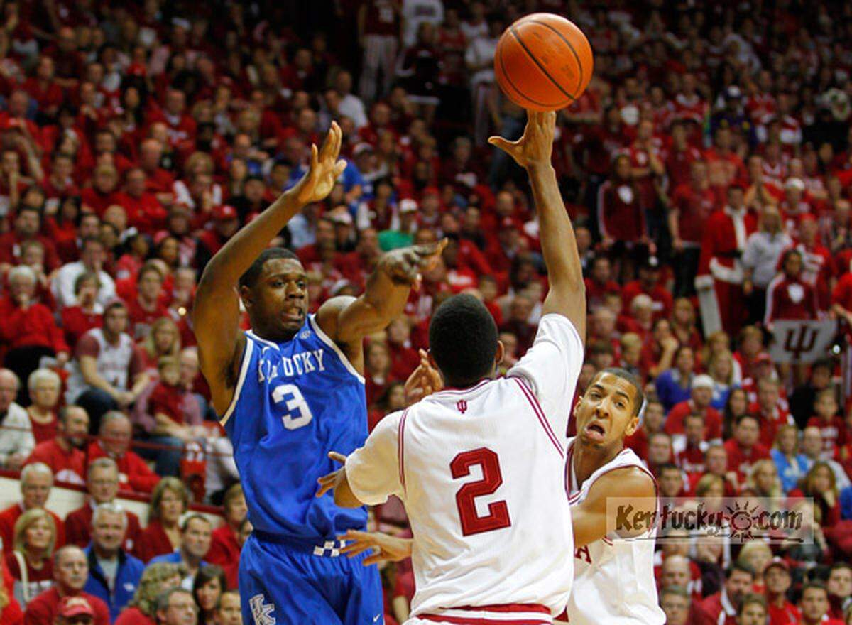 Kentucky and Indiana have not played in the regular season since the Hoosiers upset the No. 1 Wildcats 73-72 on a last-second shot by Christian Watford (No. 2) in 2011-12.