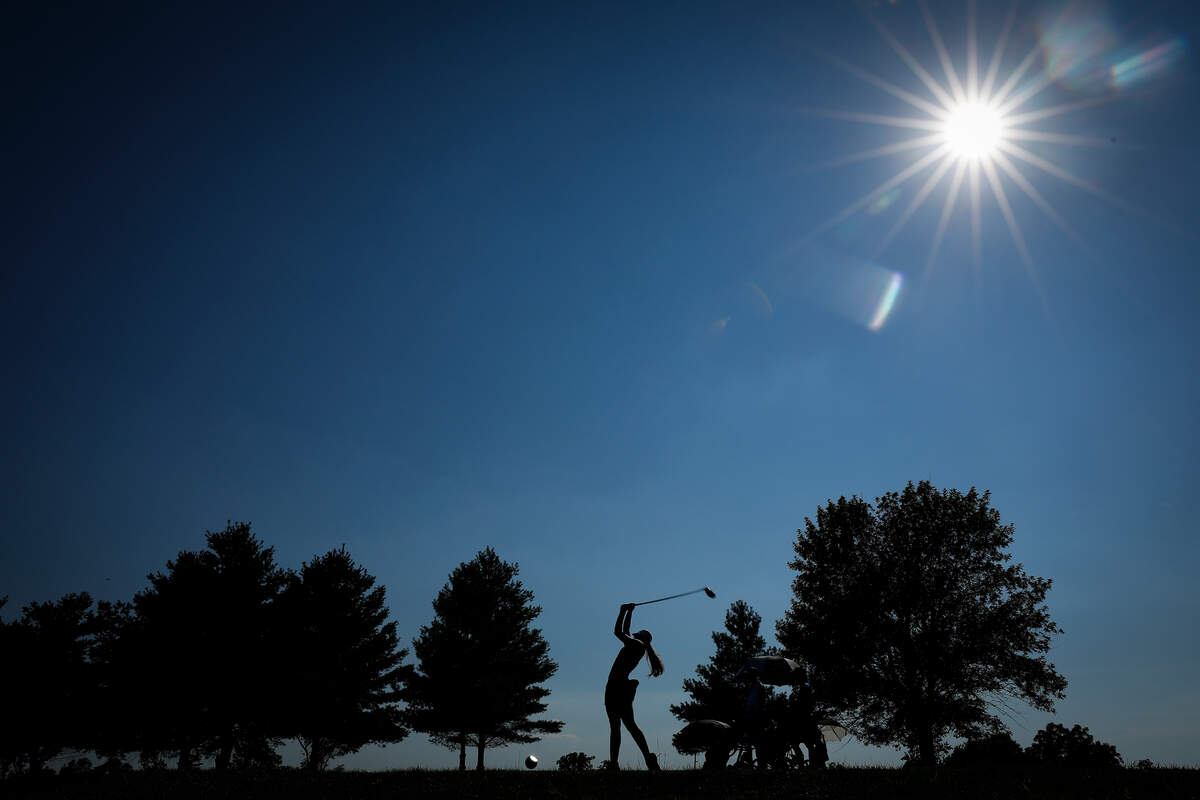 Madison Central’s Claira Beth Ramsey tees off on the 13 hole during the 2020 Dunbar Lady Bulldog Classic at Kearney Hill Golf Links in Lexington, Ky., Saturday, Aug. 8, 2020.