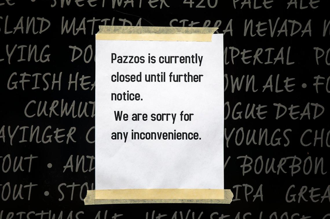 A sign on the door said Pazzo’s Pizza Pub at 385 S. Limestone “is currently closed until further notice. We are sorry for any inconvenience.”