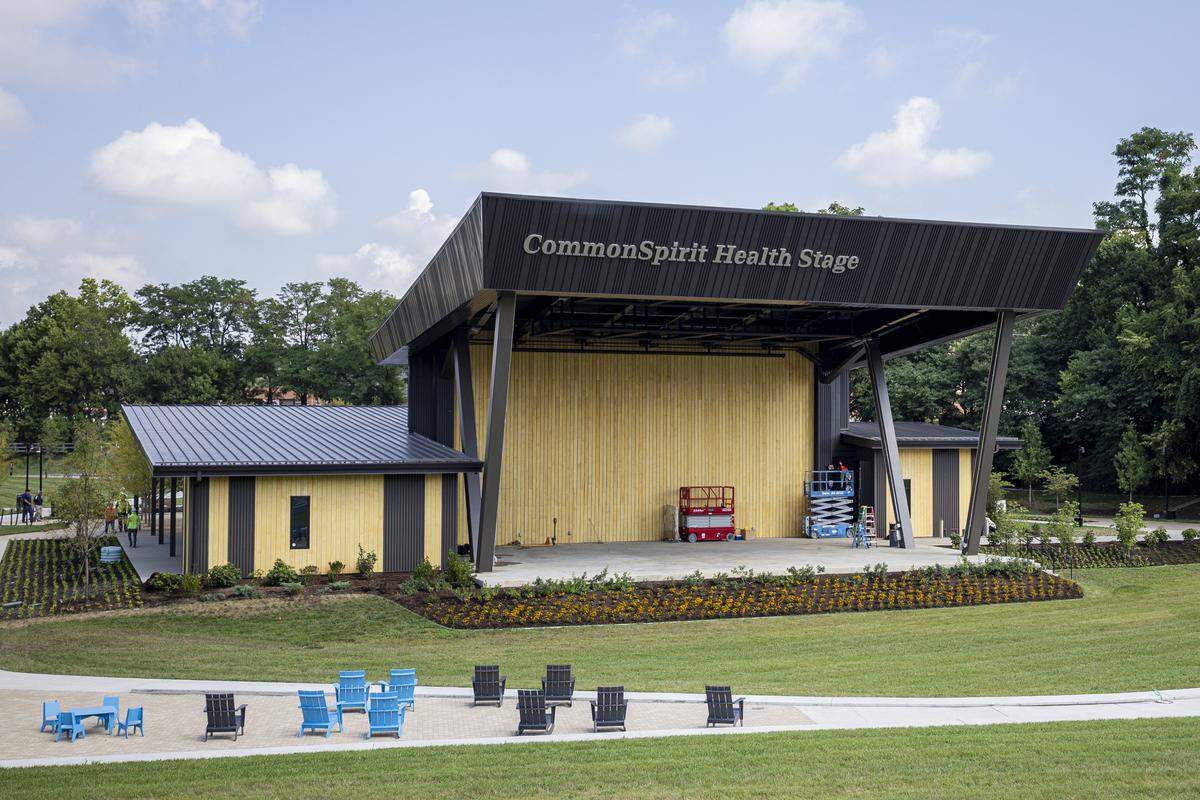 The CommonSpirit Health Stage during a tour on Thursday, Aug. 14, 2025, at Gatton Park on the Town Branch in Lexington, Ky. 
