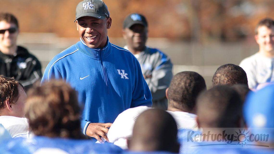 Kentucky head football coach Joker Phillips wished a Happy Thanksgiving to his players during the last team practice on campus in Lexington, Ky., on Thursday Nov. 22, 2012. Kentucky's last game with Phillips as head coach is Saturday at Tennessee. Photo by Pablo Alcala | Staff