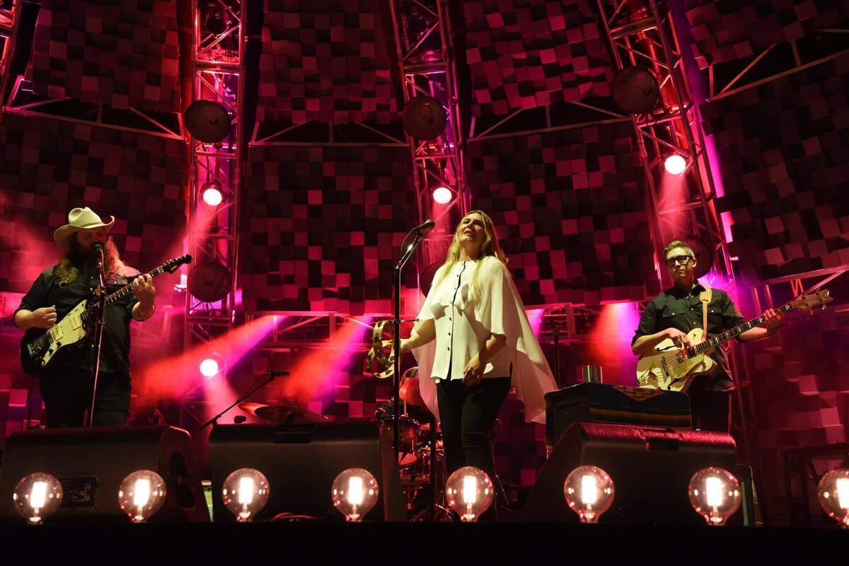 Chris Stapleton, Morgane Stapleton and J.T. Cure on stage at Rupp Arena. Chris Stapleton brought his Great America Roadshow Tour to Rupp Arena Oct. 27, 2018 with openers Marty Stuart and Brent Cobb.