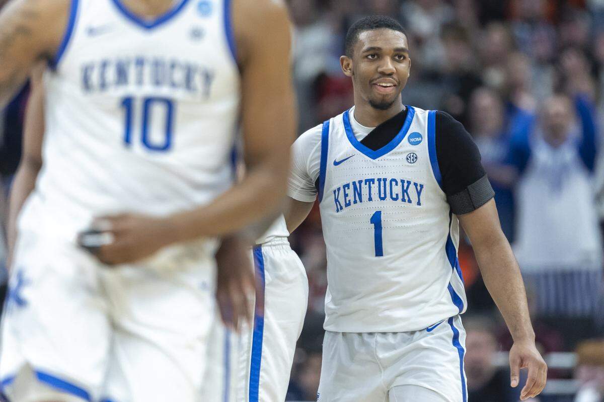 Kentucky guard Lamont Butler has been wearing a less-restrictive brace on his injured left shoulder in recent days.