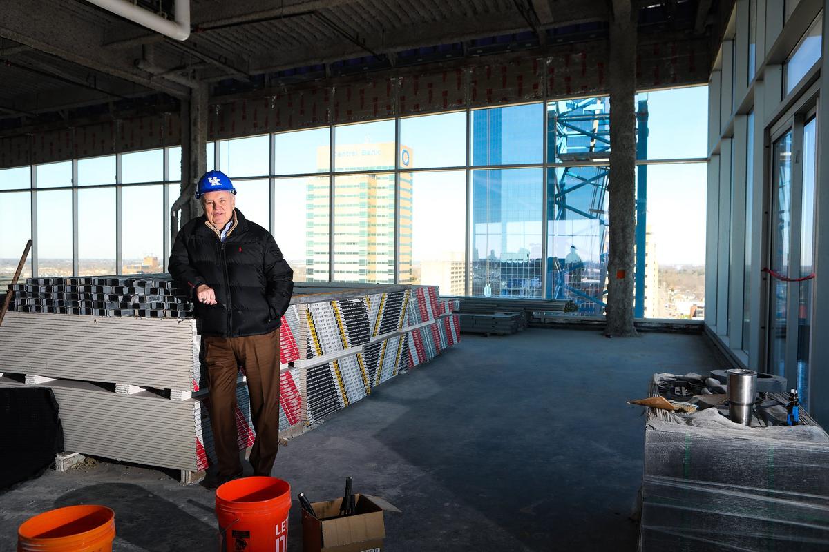 Developer Dudley Webb in the 8,000 square foot penthouse condominium overlooking Main Street at City Center. This one is spoke for, as are many others.