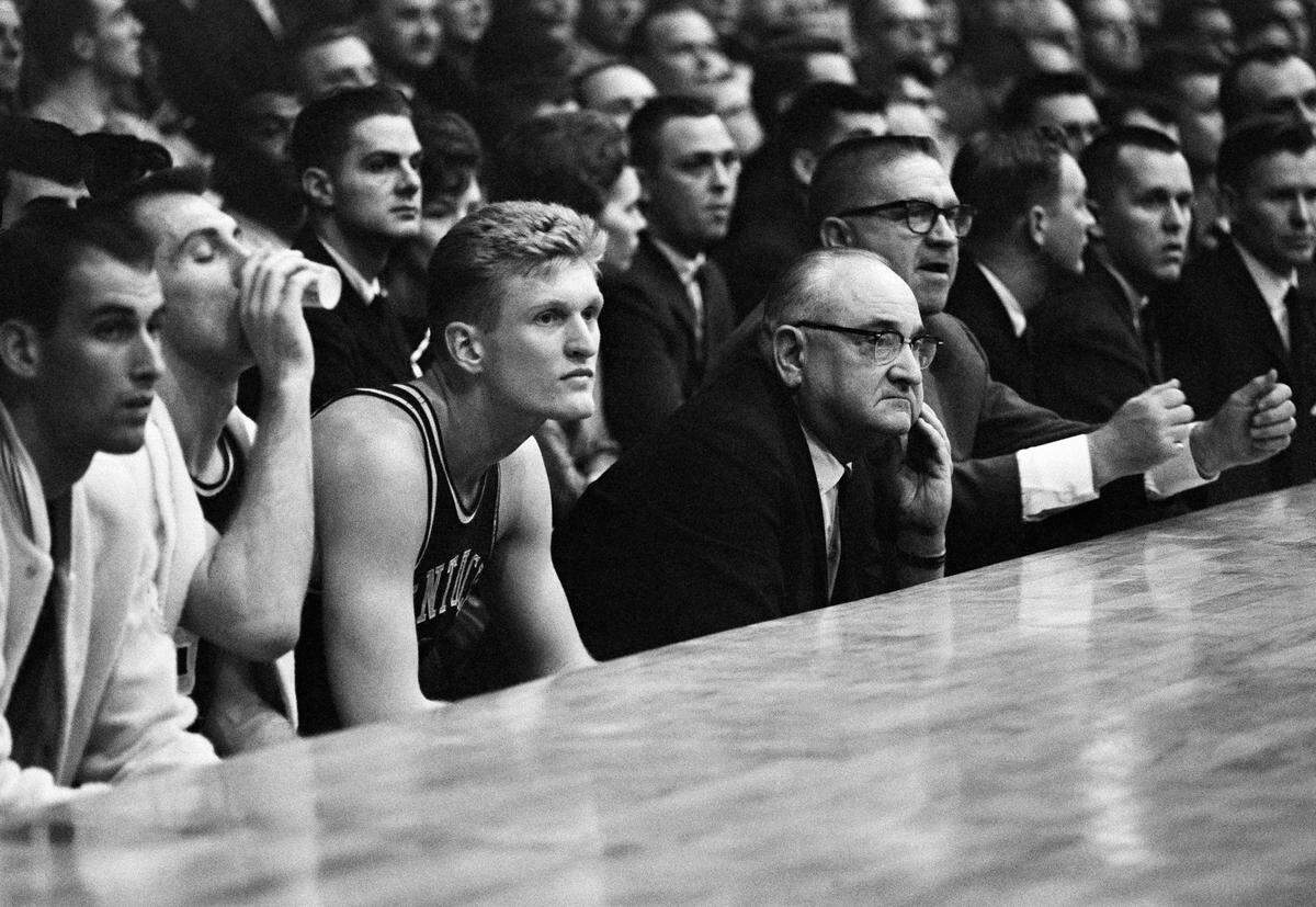 Cotton Nash sat side-by-side with Coach Adolph Rupp during an NCAA Tournament game in Minneapolis in 1964. Nash recalled Rupp as a well-prepared leader.