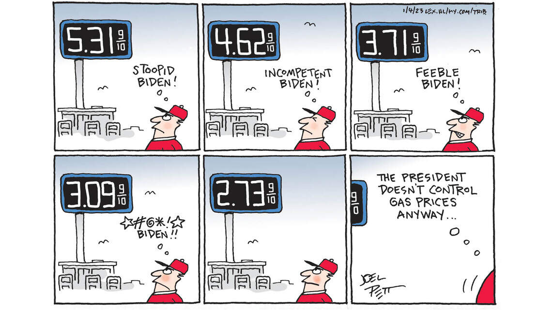 Joel Pett: Thanks a lot, Biden