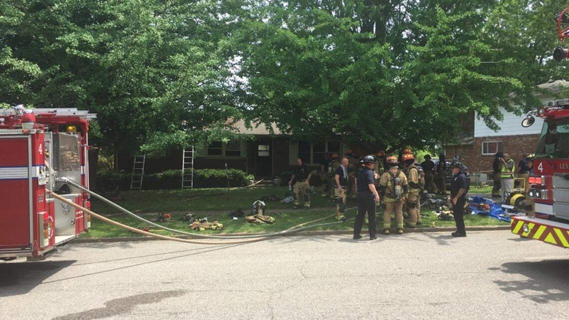 Lexington Fire Department crews battled a fire at this Nice Drive house Tuesday afternoon