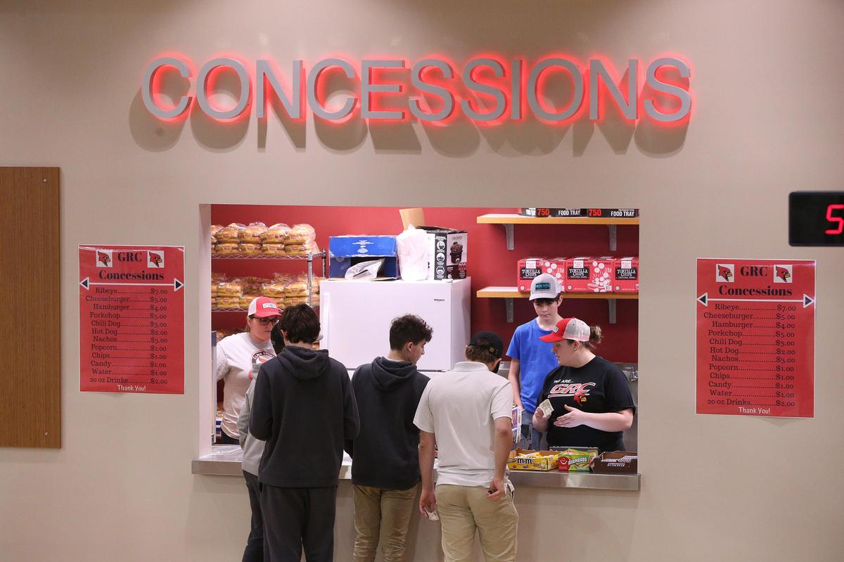 George Rogers Clark High School’s new arena has four concession areas (three upper arena and one lower arena. Three of them were open for its debut on Tuesday.
