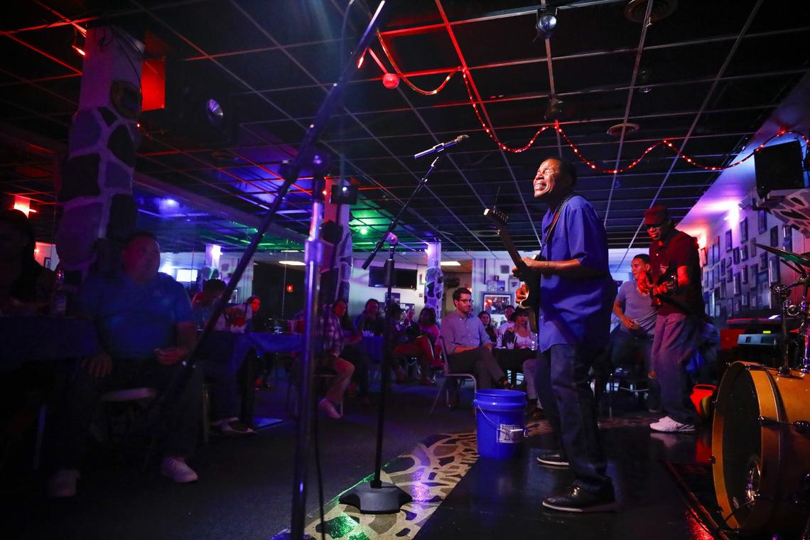 Tee Dee Young, of Lexington, performed on stage with the Tee Dee Young Band at Tee Dee’s Blues Club Monday in Lexington. Tee Dee has been playing guitar for over 40 years.