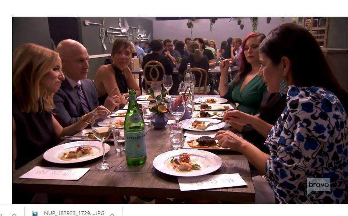 The back of my head in the background (with blue barrette) behind the “Top Chef” judges’ table during a very long evening of taping in Lexington.