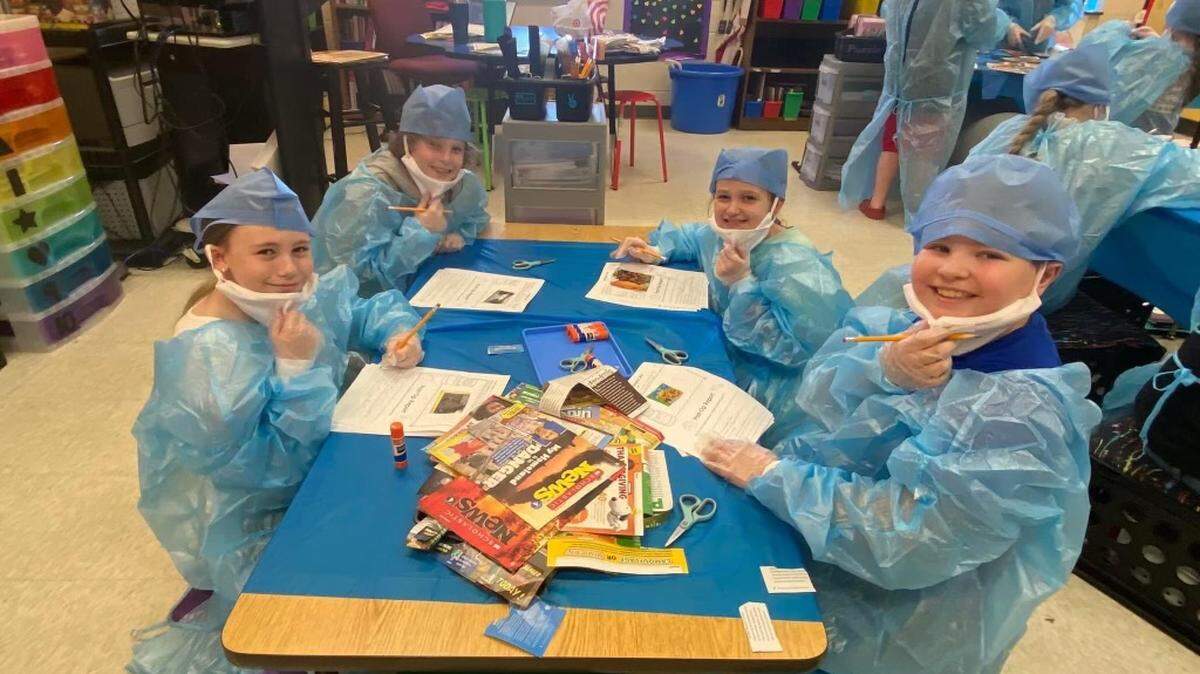 Rockcastle County students work on a unit about the medical profession. (Credit Rockcastle County Schools)