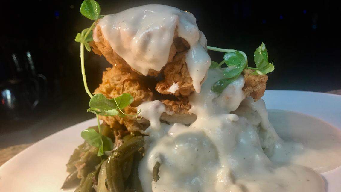 Doesn’t that look comforting? Azur will offer chef Jeremy Ashby’s bourbon fried chicken or sea grits for the Comfort Food Elevated dining event Jan. 24 to Feb. 3.