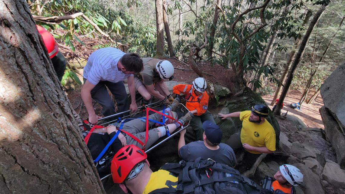 Powell County Search & Rescue helped a hiker who fell back 30 feet on a rock scramble at Red River Gorge.