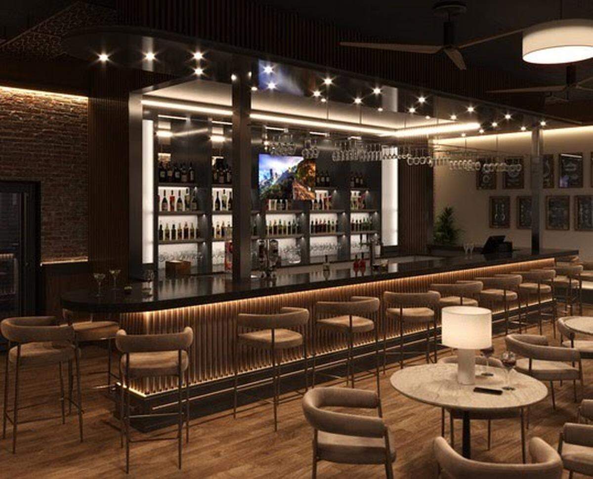 A rendering of the bar in the private dining club called The Melroy coming to Broadway in Lexington.