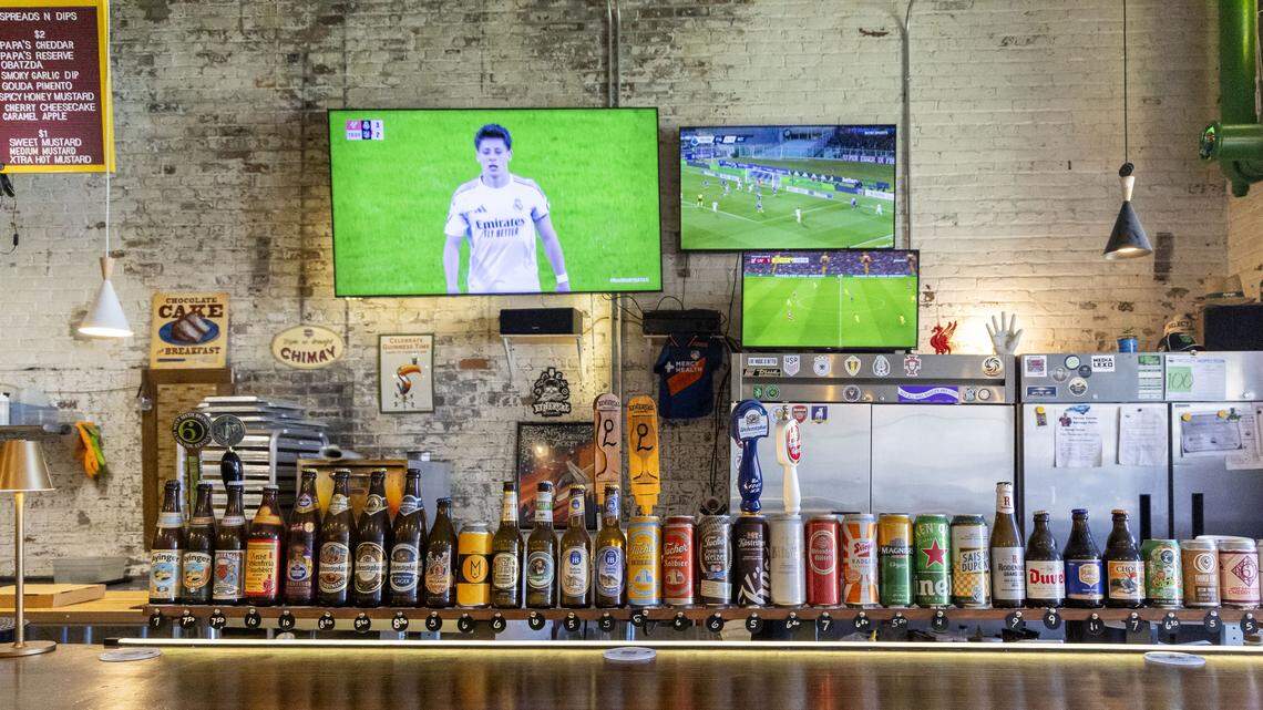 The Wandering Bock Pretzel Pub & Brat Haus has a variety of Belgian, German and local beers, including seven beers on tap. “We sell a lot of Guinness. The soccer fans really love Guinness,” said co-owner Jeremy Markle, who worked for years in the craft beer industry with a Belgian brewery and Alltech. The microbakery and pub has become popular with soccer fans, filling the bar for MLS and Champions League matches.