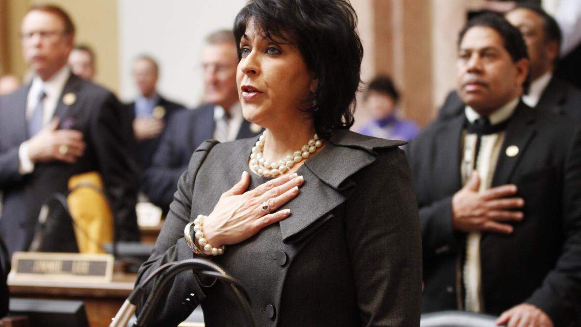 Rep. Regina Bunch of Williamsburg, wife of Dewayne Bunch, recited the Pledge of Allegiance as the 2012 General Assembly opened.
