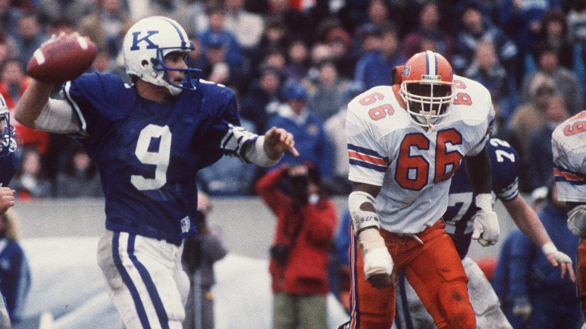 Now that Kentucky football has snapped all relevant losing streaks against Florida, ex-UK quarterback Bill Ransdell figures you will be seeing far less of this image of him quarterbacking the Wildcats to a 10-3 victory over the Gators on November 15, 1986.