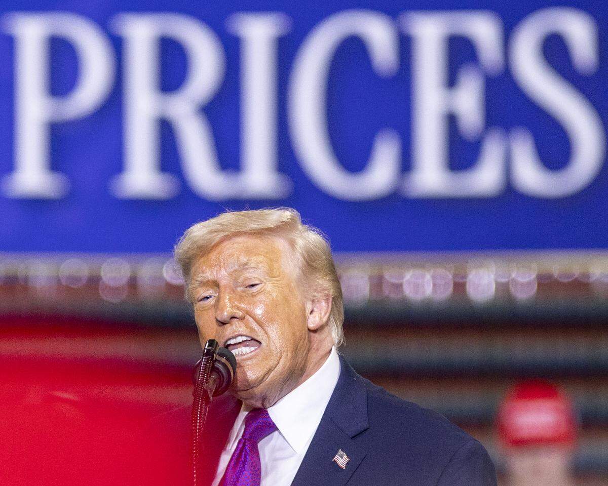 President Donald Trump speaks during his visit to Verst Logistics in Hebron, Kentucky, on Wednesday, March 11, 2026.