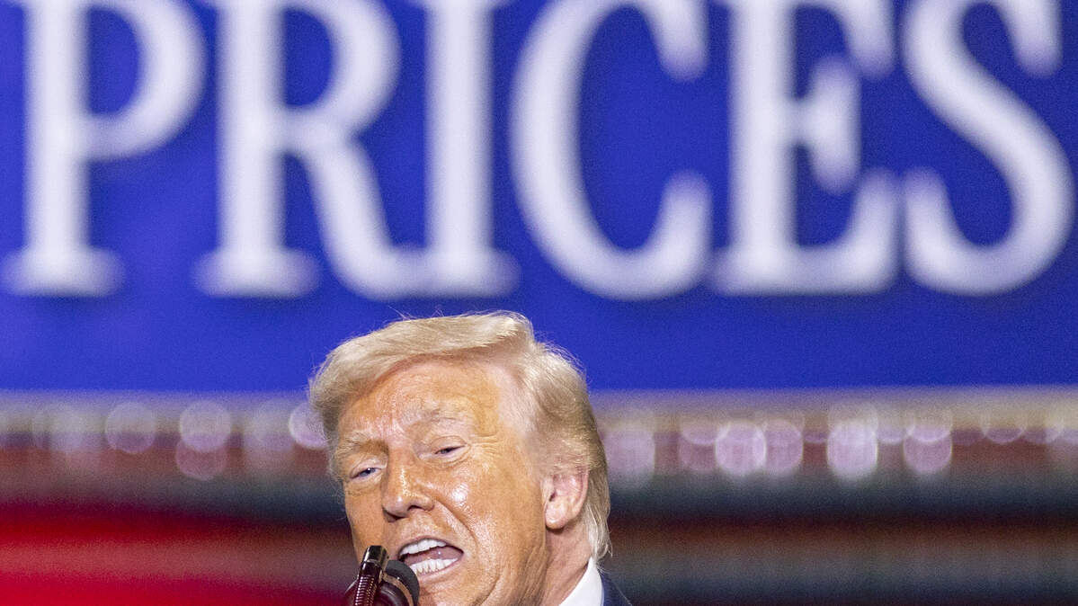 President Donald Trump speaks during his visit to Verst Logistics in Hebron, Kentucky, on Wednesday, March 11, 2026.