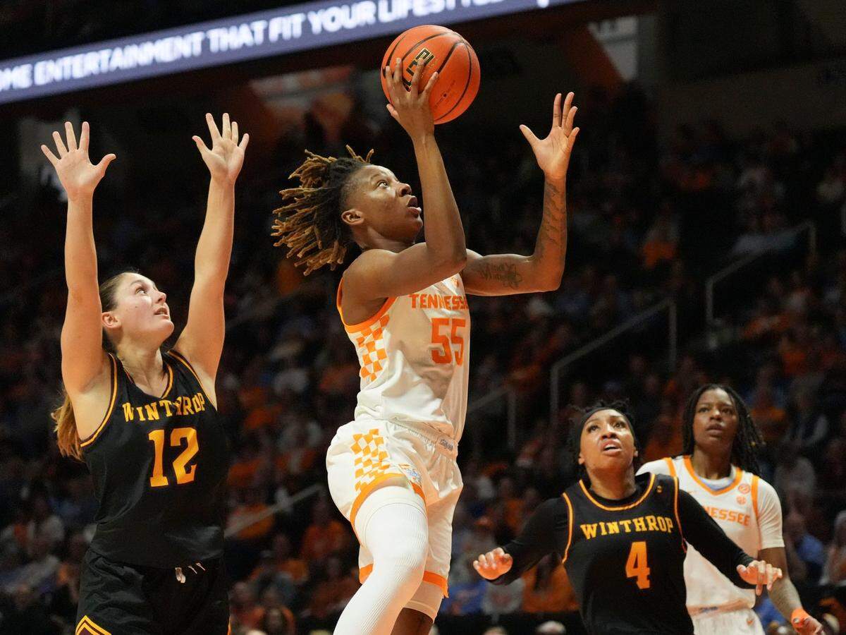 Talaysia Cooper (55) has been a key performer during Tennessee’s 12-0 start.