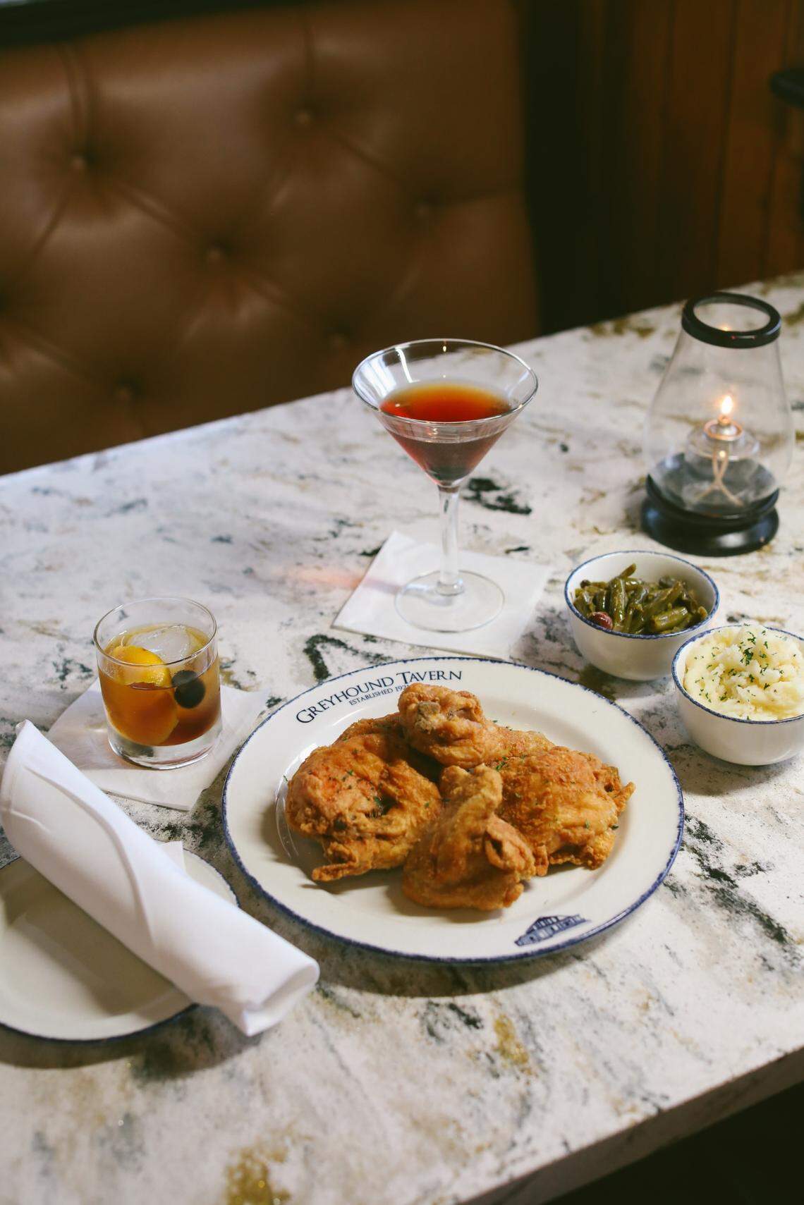 Fried chicken is a staple at the 100-year-old Greyhound Tavern in Fort Mitchell, the newest stop on the In Kentucky Bourbon Trail.