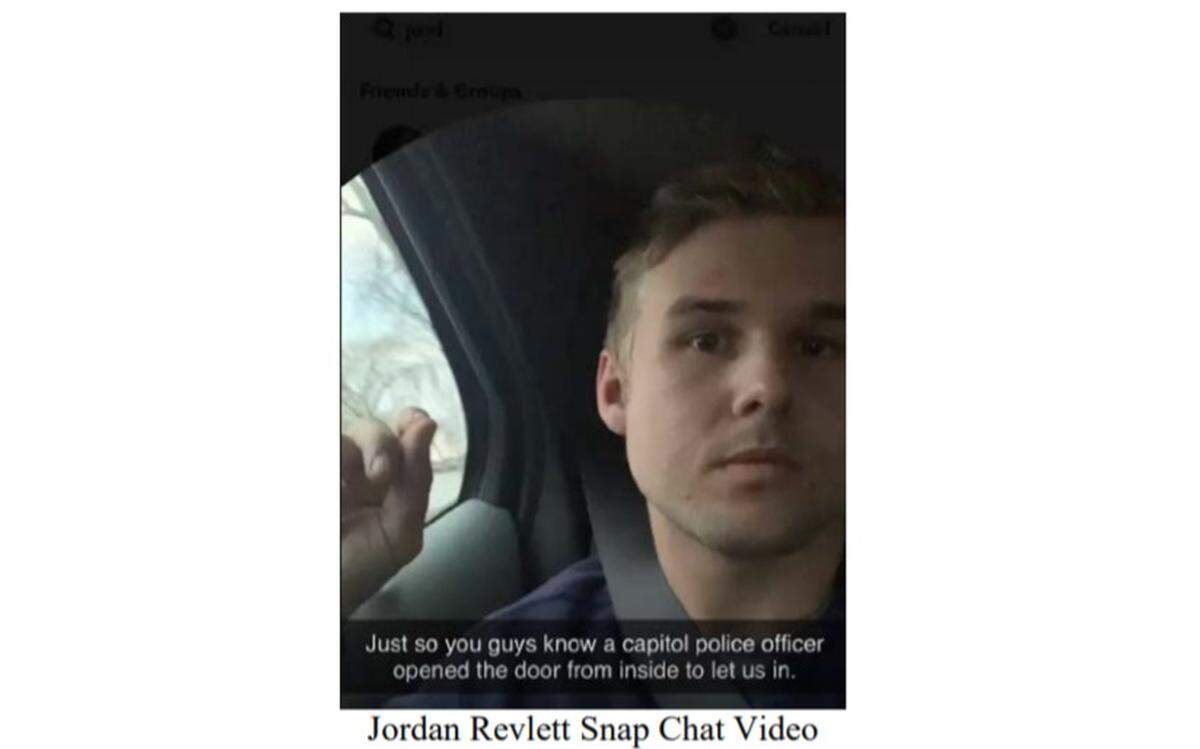 This capture of a Snapchat photo was included in a federal criminal complaint against Jordan Revlett, who as arrested in Owensboro. He is accused of entering the U.S. Capitol during the Jan. 6 riot.
