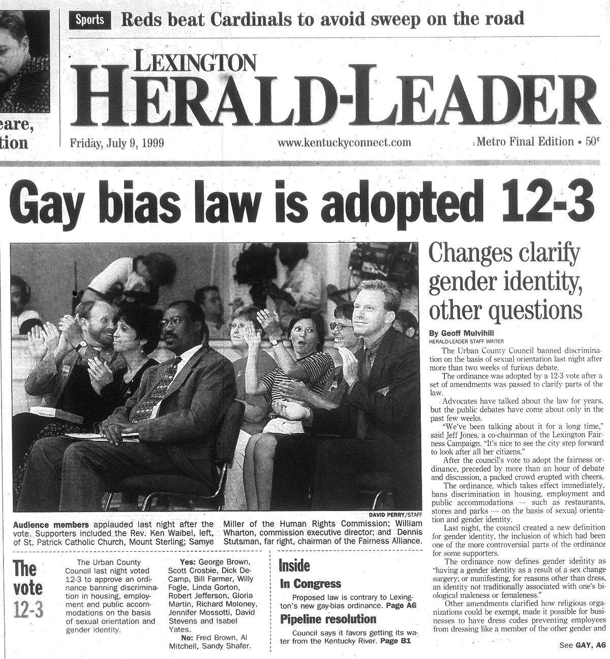 The cover the July 9, 1999 of the Lexington Herald-Leader.