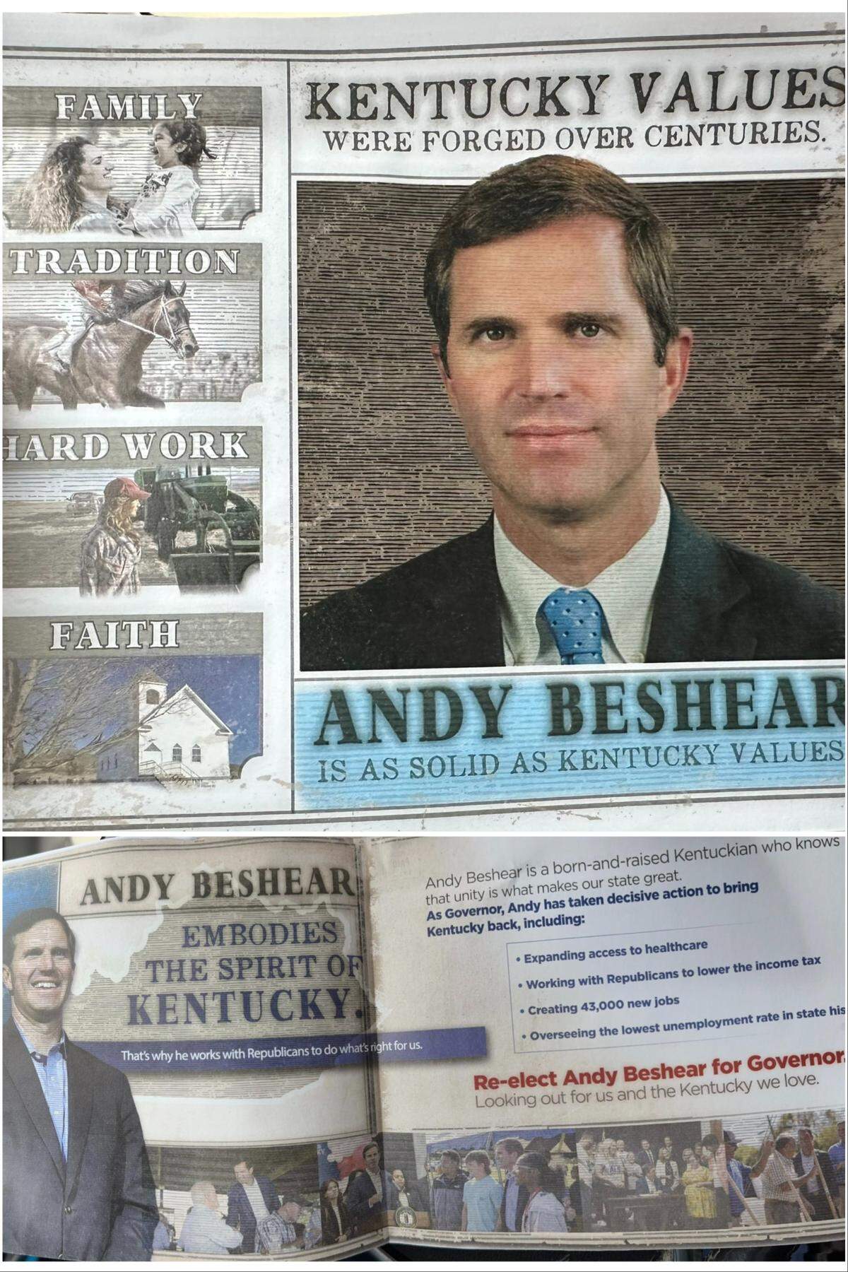A mailer from the Democratic Governors Association-backed PAC Defending Bluegrass Values