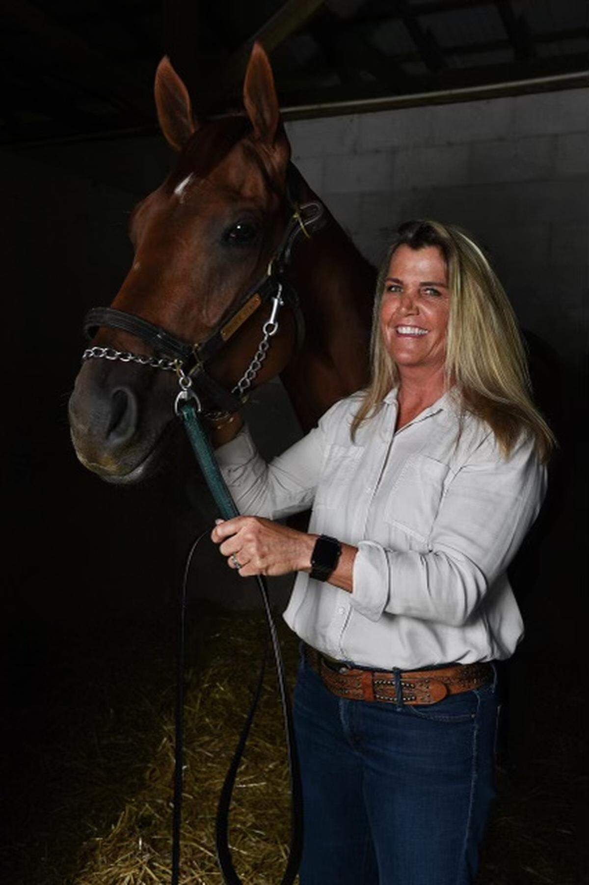 Trainer Victoria Oliver and Kentucky Derby contender Hidden Stash.