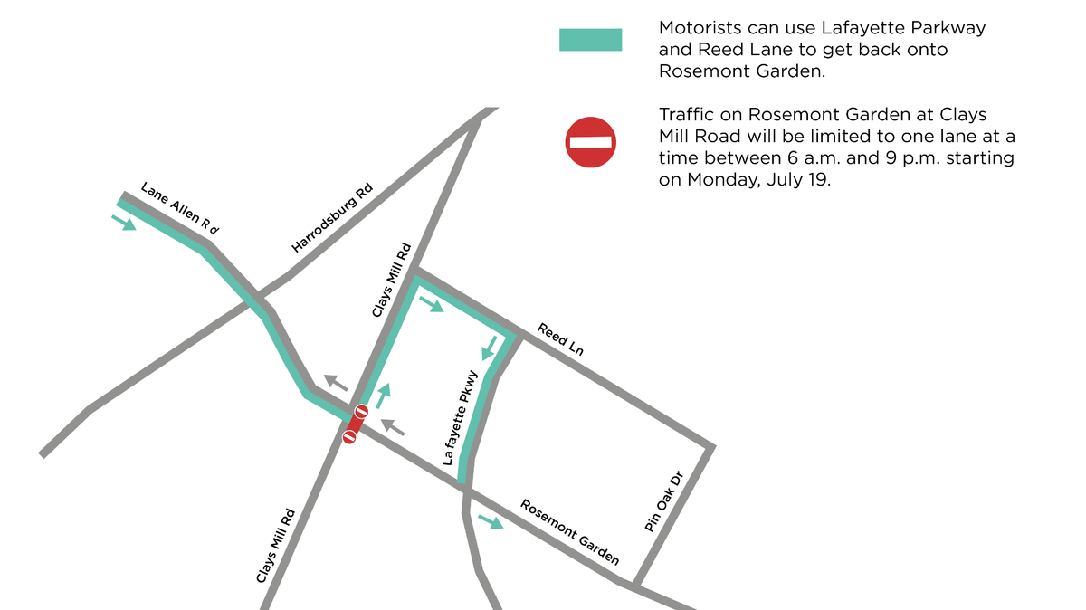 Columbia Gas will be installing a gas line under Rosemont Garden at Clays Mill Road beginning July 19.