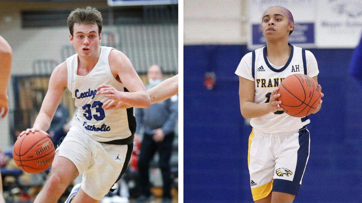 This year’s Mr. Basketball, Lexington Catholic’s Ben Johnson, left, and Miss Basketball, Franklin County’s Brooklynn Miles.
