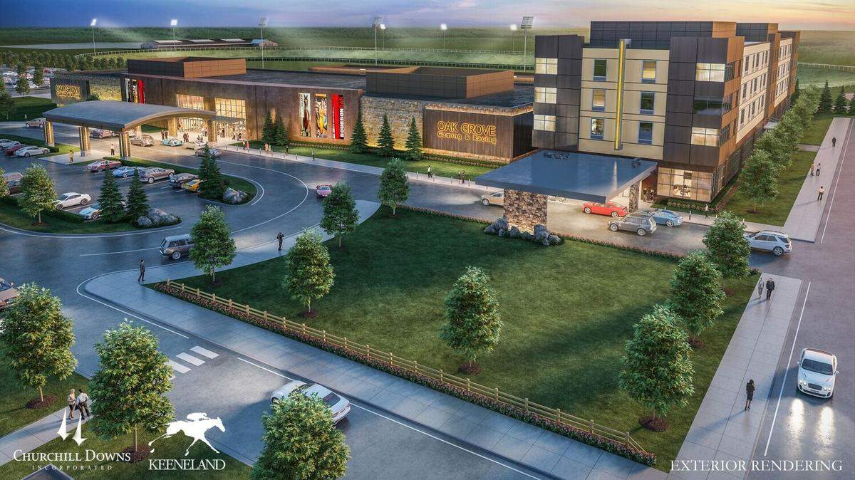 Churchill Downs and Keeneland released an artist’s rendering of their proposed track in Oak Grove, which was approved Friday. Churchill Downs owns 95 percent WKY Development with keeneland owning 5 percent. The facility will include up to 1,500 gambling machines and a standardbred track as well as a hotel and other entertainment venues.