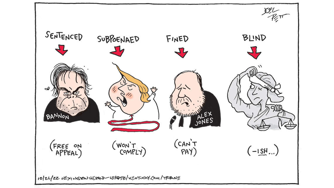 Joel Pett: Catching up with Lady Justice