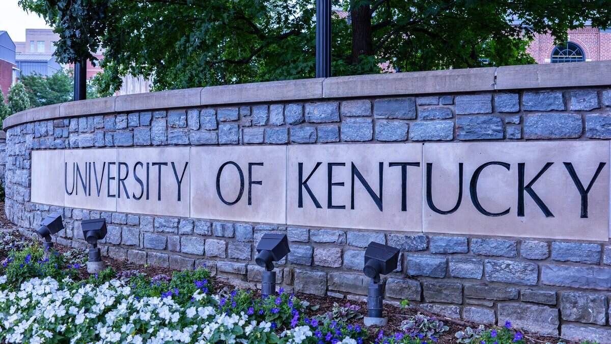A University of Kentucky sign facing Limestone Avenue on June 12, 2026, in Lexington, Ky.