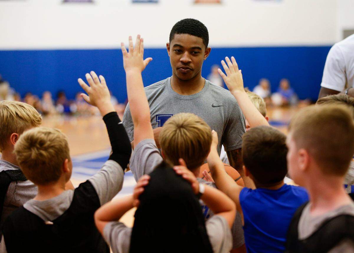 Former Kentucky star Tyler Ulis works as a coach at the John Calipari UK Pro Camp on Aug. 1, 2016 in Lexington.