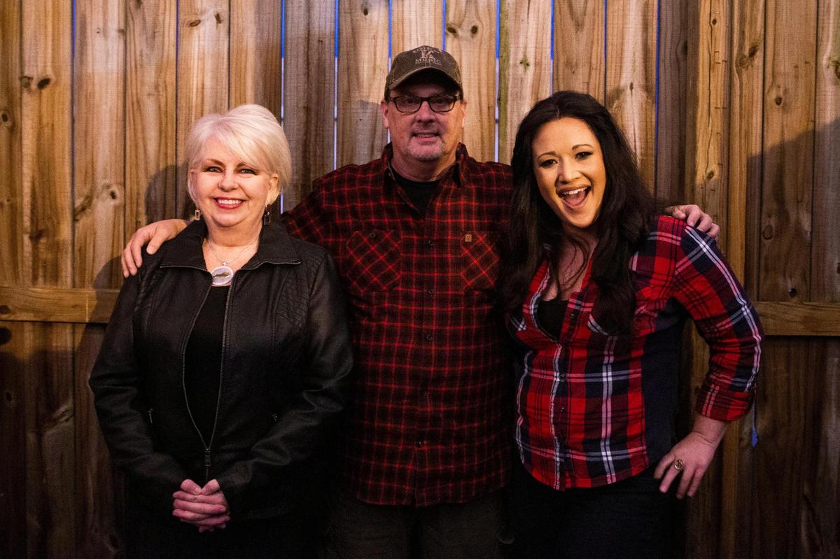 Renee Cobb, co-host of Overtones, her husband Warren Cobb, line producer and talent manager, and Rachel Crowe, co-host, at Austin City Saloon in Lexington, Ky., on Wednesday, Feb. 24, 2021.