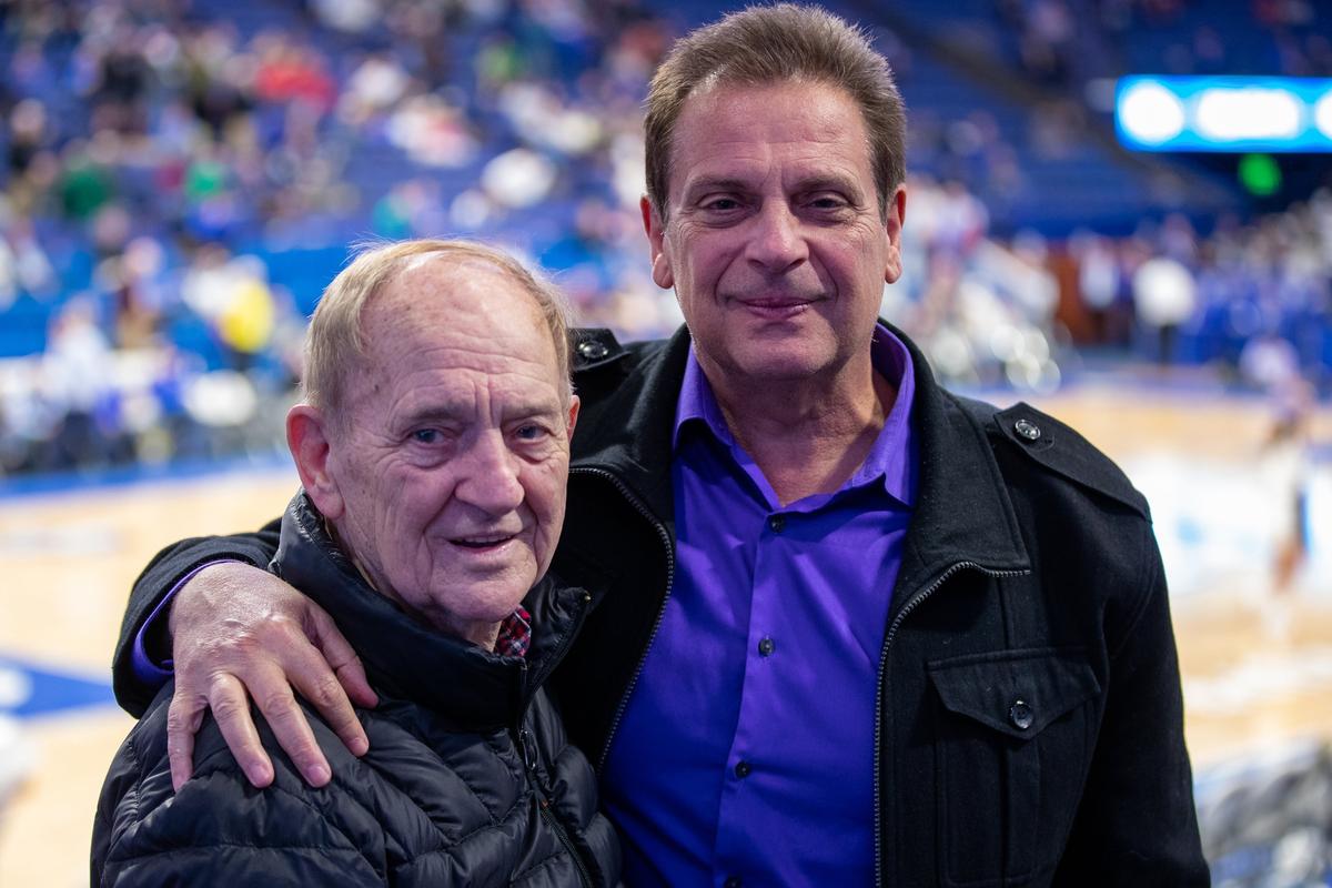 NBC Sports broadcaster Kenny Rice, right, attended his first Kentucky boys’ Sweet Sixteen in 1964. His father, Reginald, 90, attended his first state tournament in 1946.