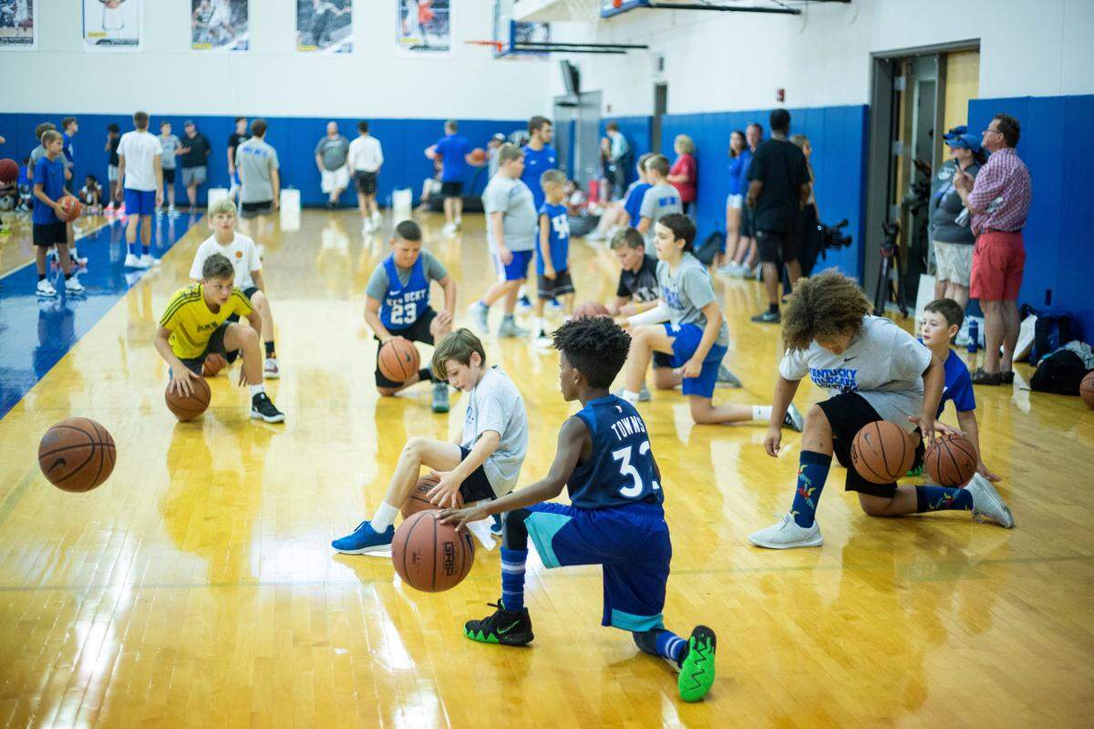 Campers worked on drills during the John Calipari Draft Academy on Thursday.
