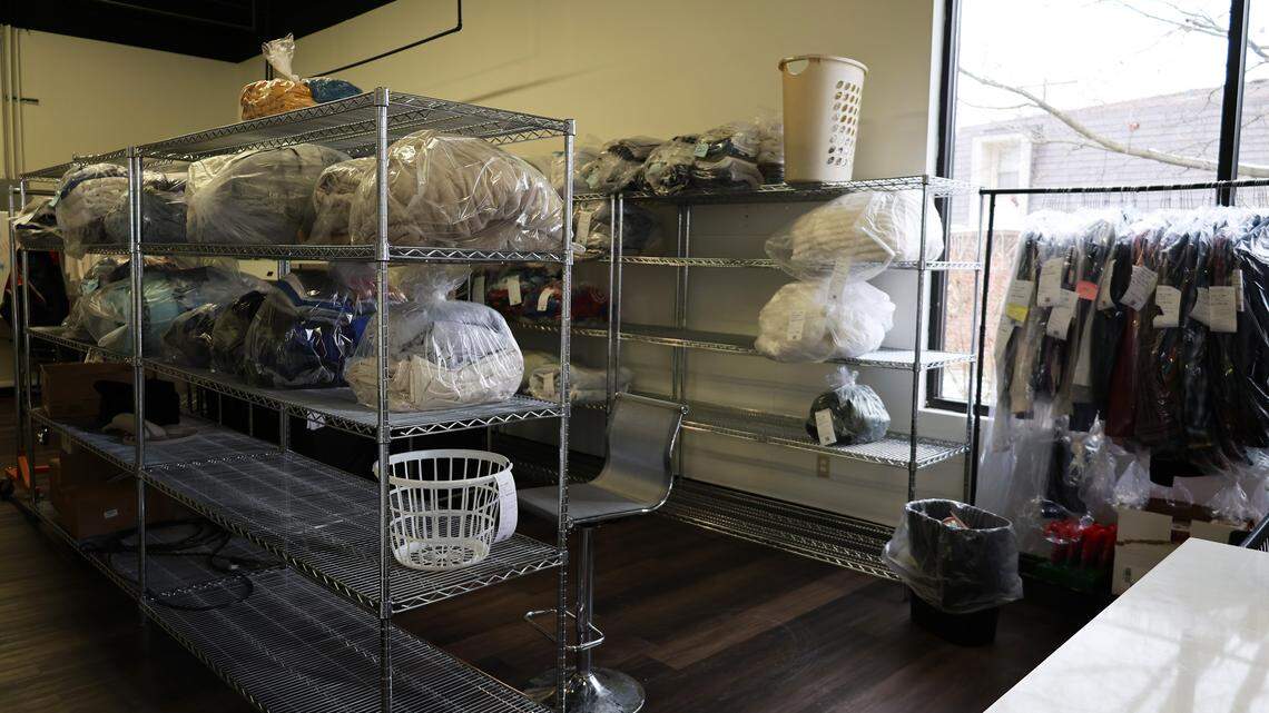 Personal laundry and dry cleaning are awaiting customers' pick up at The Laundry Room, 100 Regency Point Path #130, on Dec. 16, 2025, in Lexington, Ky.