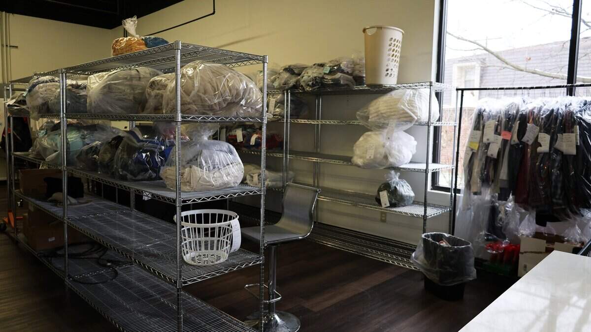 Personal laundry and dry cleaning are awaiting customers' pick up at The Laundry Room, 100 Regency Point Path #130, on Dec. 16, 2025, in Lexington, Ky.