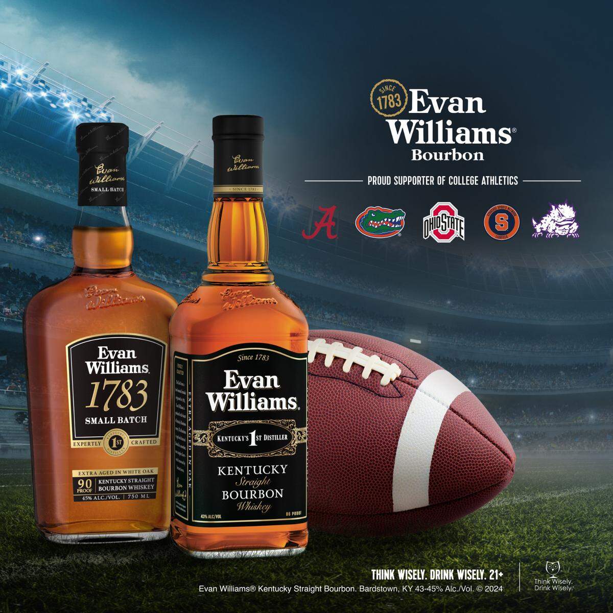 Kentucky-based Evan Williams Bourbon announced a new five-year marketing partnership that aims to make the whiskey the number one game-day pour for college sports.