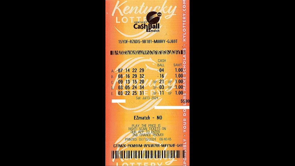 The Daviess County man’s winning ticket for the July 13 Kentucky Cash Ball 225 drawing. He won $225,000.