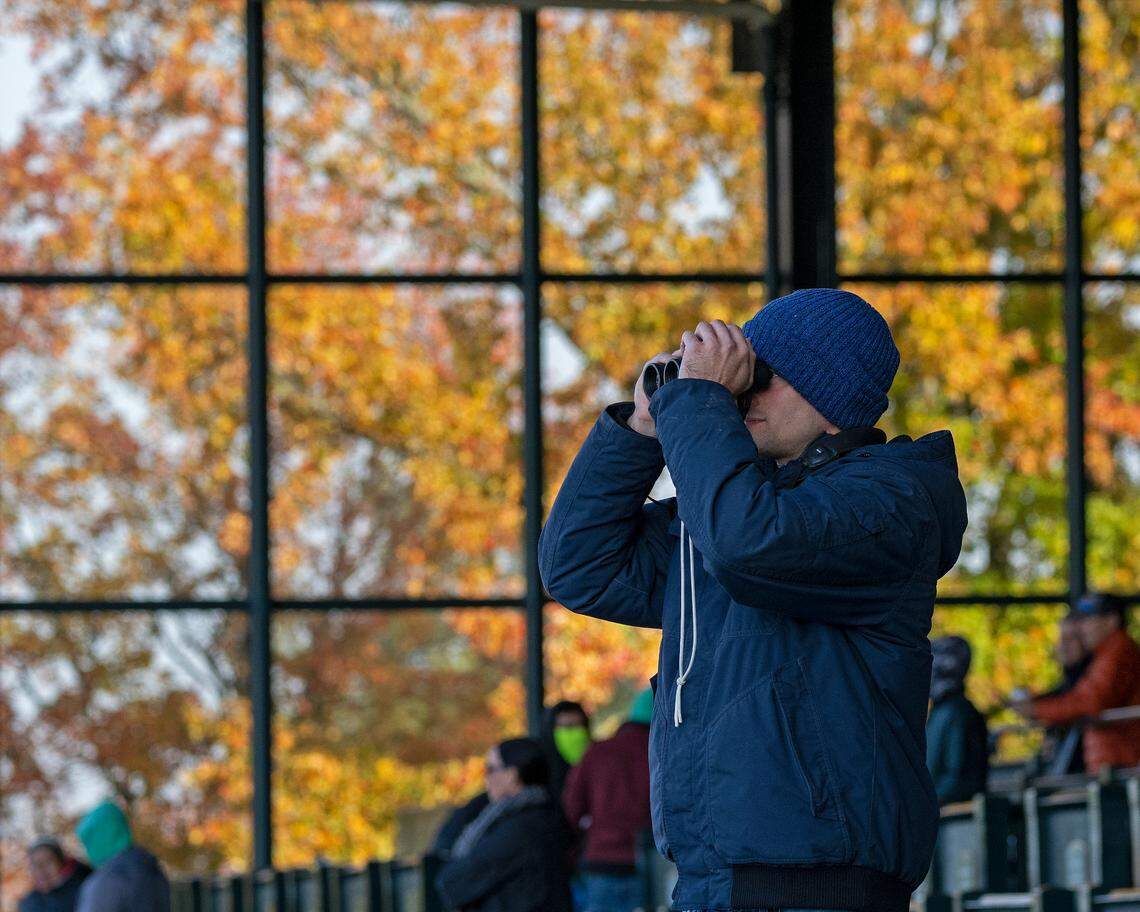 Fans and trainers including Allen Hardy watched horses train at Keeneland, which is hosting the Breeders’ Cup World Thoroughbred Championships Nov. 4-5. The Breeders’ Cup Festival in Lexington includes live music, bourbon tastings and watch parties.