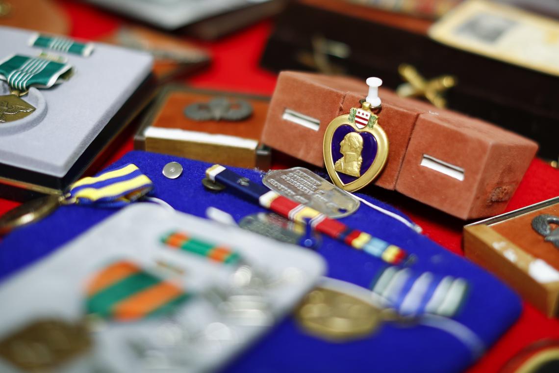 Unclaimed military medals at the Kentucky State Treasurer’s office in Frankfort, Ky., Monday, May 20, 2019.