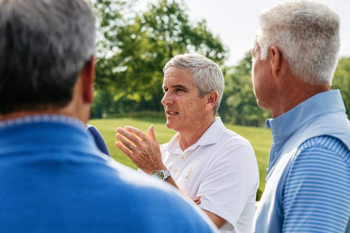 Jay Monahan speaks during a media event on Friday at Valhalla Golf Club in Louisville. The PGA Tour commissioner said of Kentucky’s annual event: “We’re committed to creating something really special. And you don’t do that on a two-, three- or four-year basis. You do it over time, and we’ve started that.”