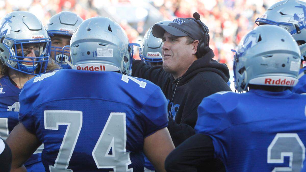Danville head coach Clay Clevenger talked to his team during the Class 2A championship game at Kroger Field on Dec. 2, 2017. The Admirals won their school’s 11th state title that season.