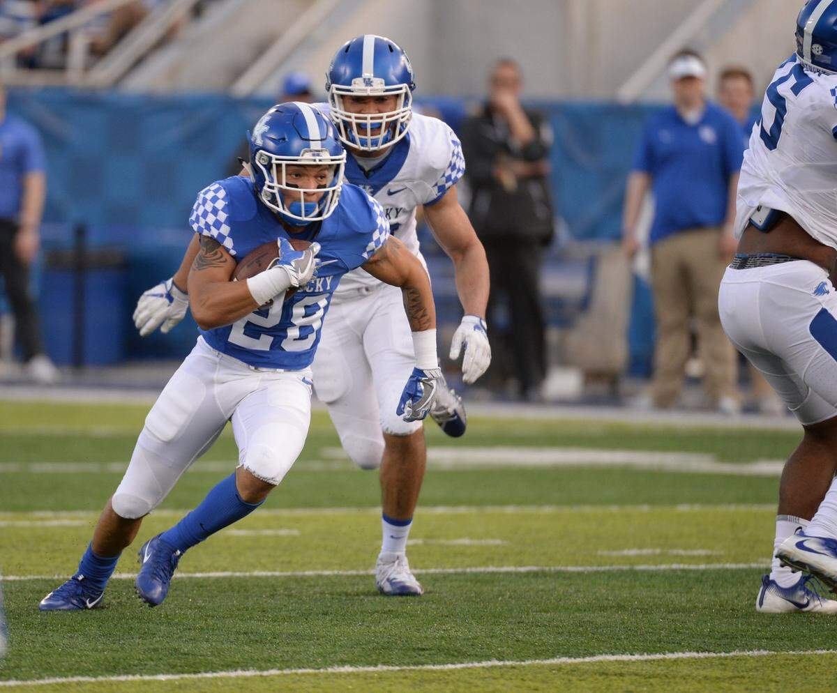 Zach Johnson (28) came to Kentucky as a running back but has emerged as one of its top weapons on special teams.