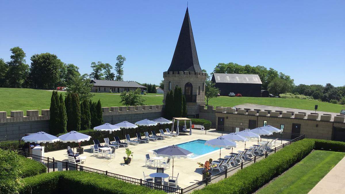 The pool at the Kentucky Castle waited for hotel guests on a cloudless June morning. In summer, the landmark venue has about 80% occupancy, according to owner Wes Henderson, and the wedding venue and the restaurant stay busy, he said.